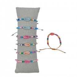 B-867 - Lot de 35 Bracelets TAILLE ENFANT avec coquillage et perles colorées